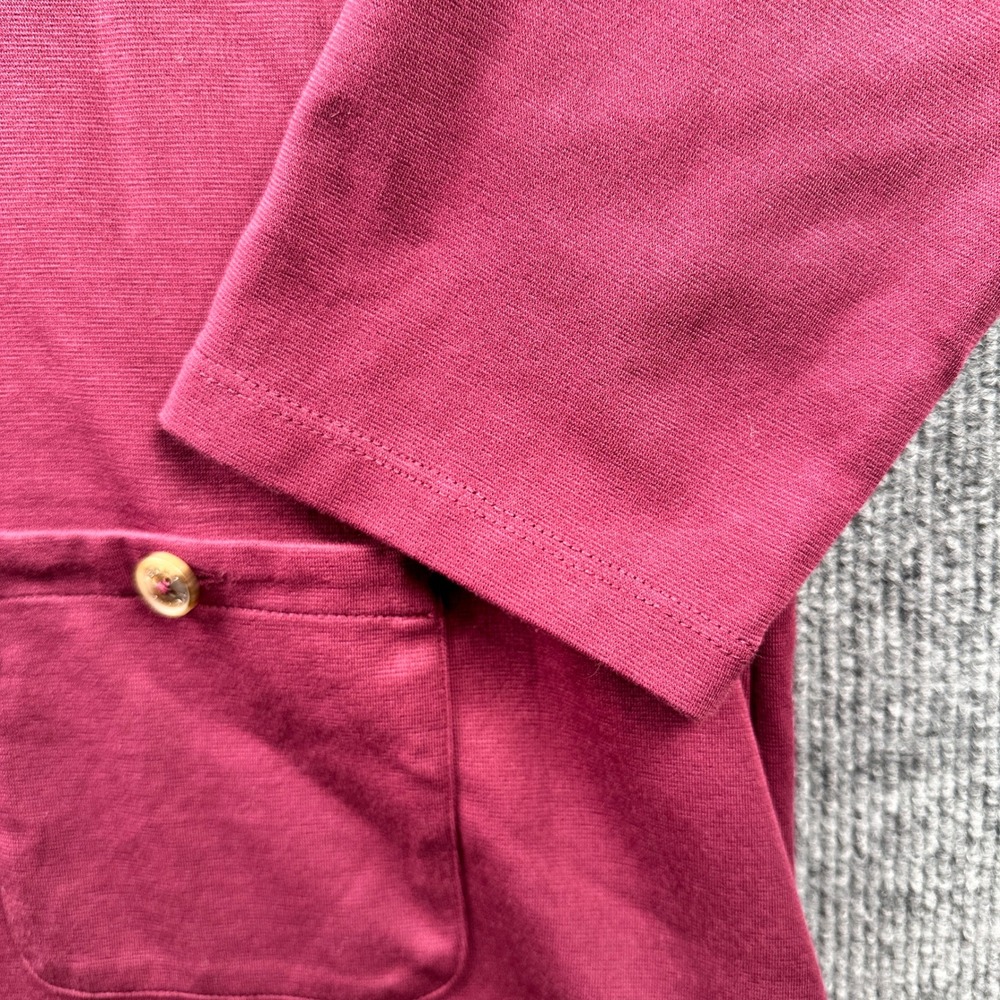Tommy Bahama Womens XL Henley Dress Burgundy Cotton Blend Long Sleeve Pockets - Picture 10 of 10